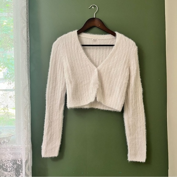 Garage Sweaters - Garage White Fuzzy Women's Cardigan